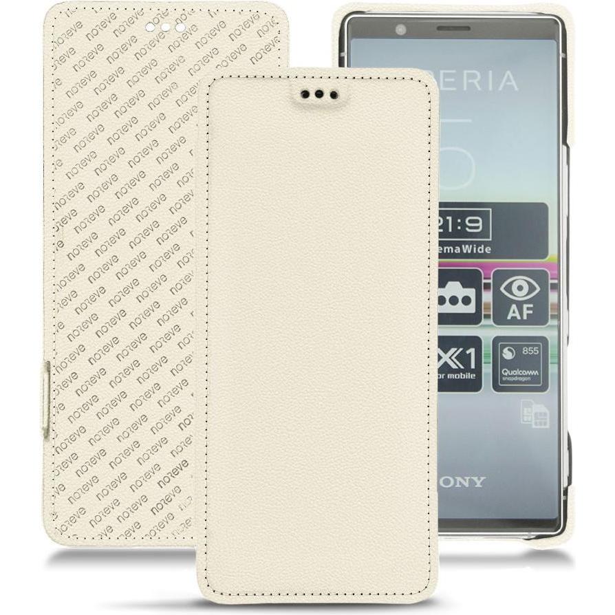 Noreve Lederschutzhülle horizontal (Sony Xperia 5), Smartphone Hülle, Weiss