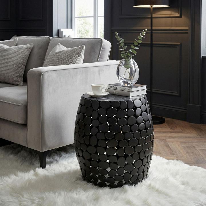 Produktbild FineBuy Beistelltisch rund 40cm Metall Couchtisch Marmor Alu Wohnzimmertisch Dekotisch