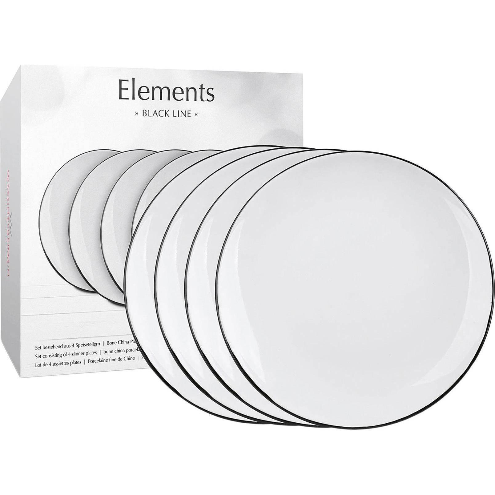 Wächtersbach, Geschirrset, Speiseteller 'Elements black Line' 4er Pack (4 Stück)