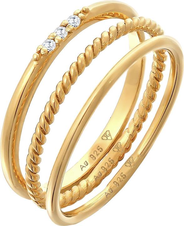 Image du produit Elli Bague en ruban, bague en cristal, ensemble de bagues (54, Argent 925)