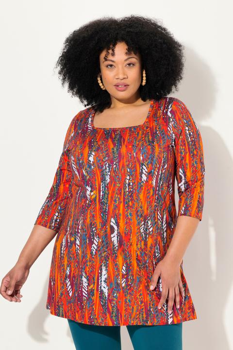 Produktbild Ulla Popken Longshirt, A-Linie, Carree-Ausschnitt, 3/4-Arm (56)