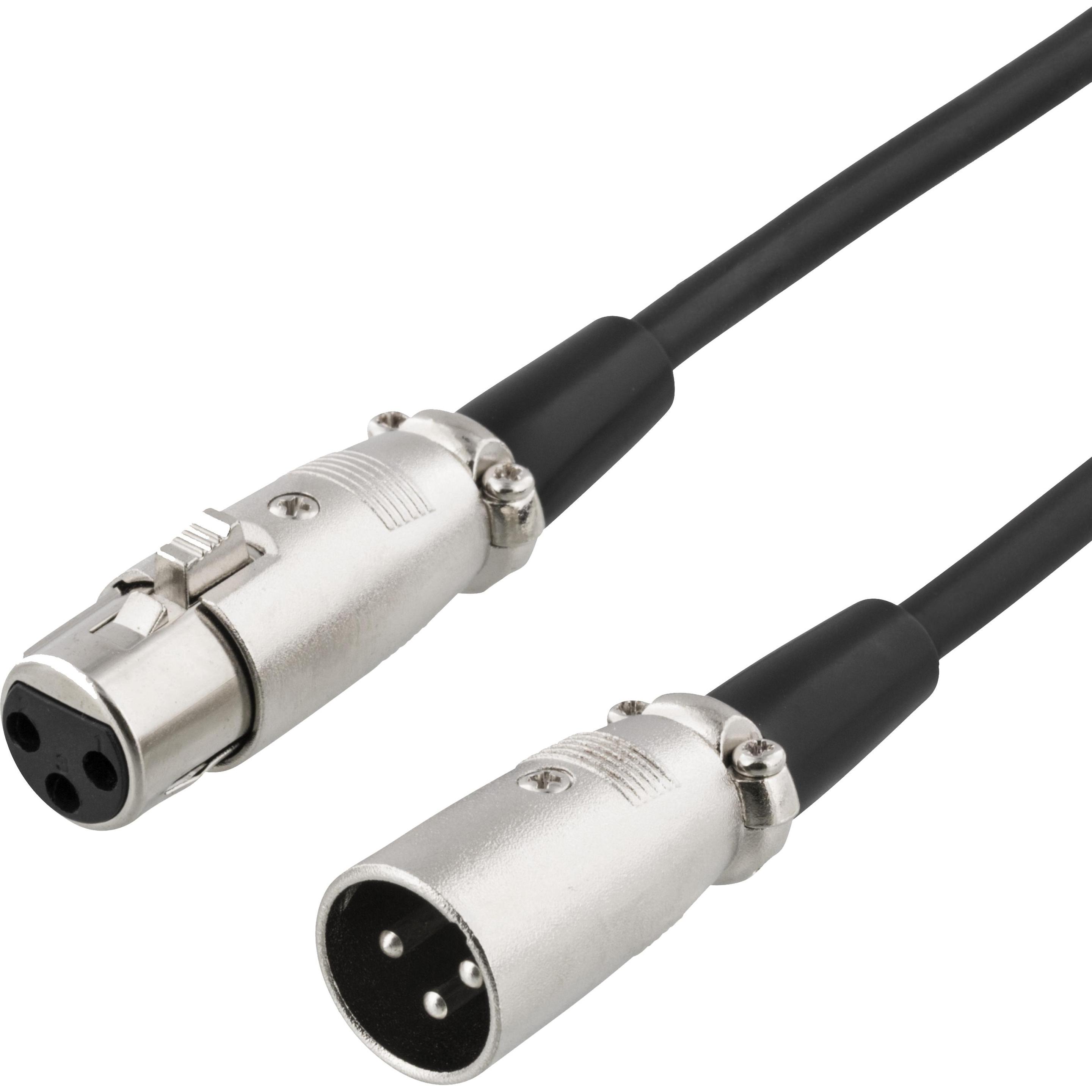 Deltaco XLR audio cable 3pin male 3pin female 26 AWG 2m black, Cavo audio
