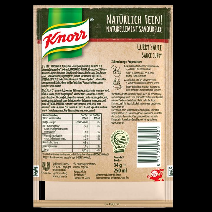 Image du produit Knorr 100% naturel sauce curry sachet pour des légumes tendres & des plats de viande fins (38 g)