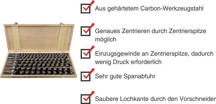 Immagine prodotto Paulimot Schlangenbohrer-Satz, 8-teilig Ø 10 - 24 mm, Länge 460 mm, Form Lewis (10, 12, 14, 16, 18, 20, 22, 24 mm)