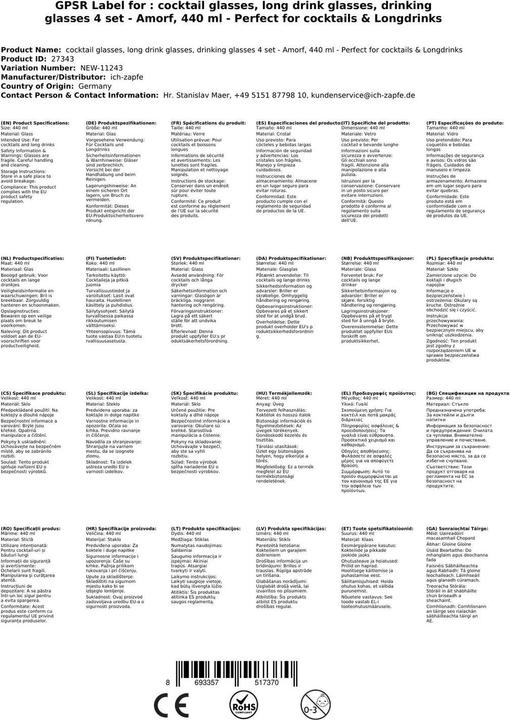Actual product image Pasabahce Aware / Amorf (Consisting of % recycled glass)ongdrinkglass - er SET (4.40 dl, 1x, Long drink glasses)