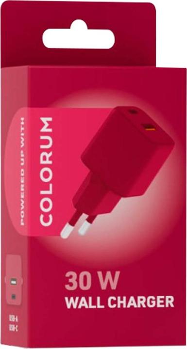 Actual product image Forever COLORUM wall charger USB-A + USB-C PD 30W CLS30-AC-02 xMagenta (30 W, 2 ports)