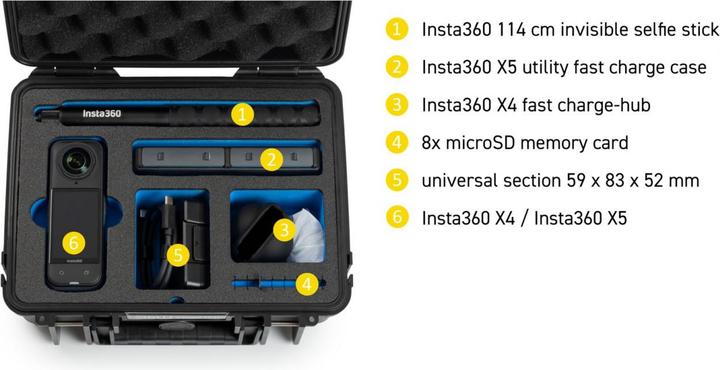 Produktbild B&W International B&W action.case PP.41 schwarz für Insta360 X4 X5 (Fotokoffer, 4.10 l)