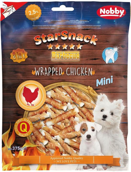 Actual product image Nobby StarSnack Barbecue MINI Wrapped Chicken (Adult, 1 pcs., 400 g)