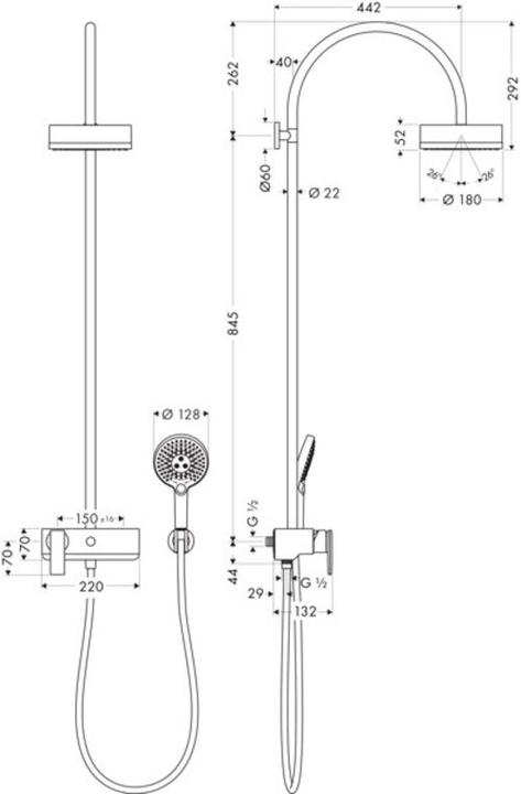 Actual product image hansgrohe Showerpipe AXOR CITTERIO DN 15 m EHM u 1jet head br bru bl chrome