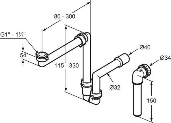 Produktbild Ideal Standard IDS Raumsparsiphon für Unterschränke (Flaschensiphon)