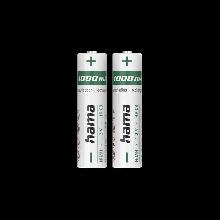 Actual product image Hama NiMH rechargeable batteries, AAA Micro, 1000 mAh, 1.2 V, ready for immediate use, 2 pcs. (2 pcs., AAA, 1000 mAh)