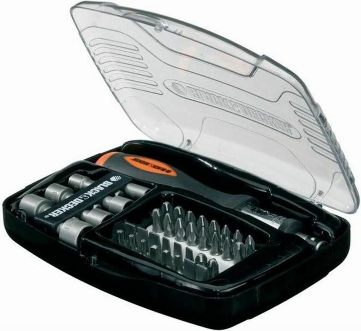 Actual product image Black & Decker A7062 Hand Screwdriver Multi Bit Screwdriver Ratchet Screwdriver (Pozidriv cross recess (PZ), Pin-torx)