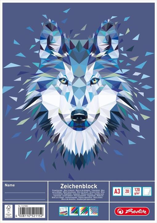 Produktbild Herlitz Zeichenblock DIN A3, 120 g/qm, 20 Blatt holzfrei, stabile Rückenpappe, mit Namensfeld auf der (A3, Blanko, Kein Einband)