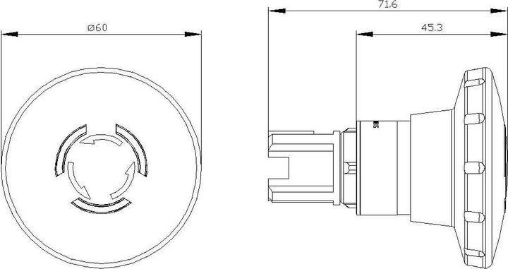 Produktbild Siemens Not-Halt-Pilzdrucktaster beleuchtet 22mm rund rot 60mm