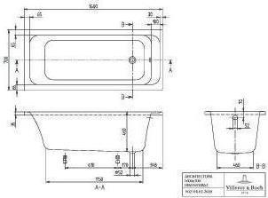 Image du produit Villeroy & Boch Baignoire rectangulaire Omnia Architectura 70 x 160 cm blanc alpin lisse (235 l, 160 cm, 70 cm)