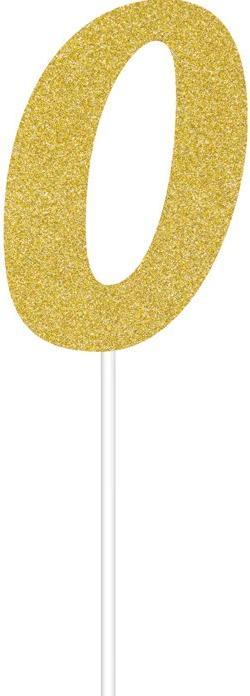 Actual product image Creative Party Number 0 Glitter Cake Topper