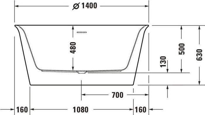 Actual product image Duravit WHITE TULIP bathtub d= 1400mm, free-standing white (330 l, 140 cm, 140 cm)