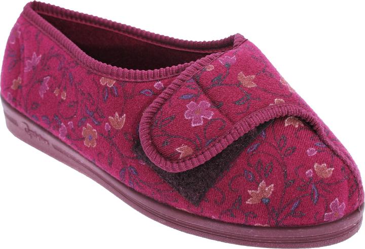 Actual product image Comfylux Davina Slippers With Velcro And Floral Pattern Extra Wide Fit (37)