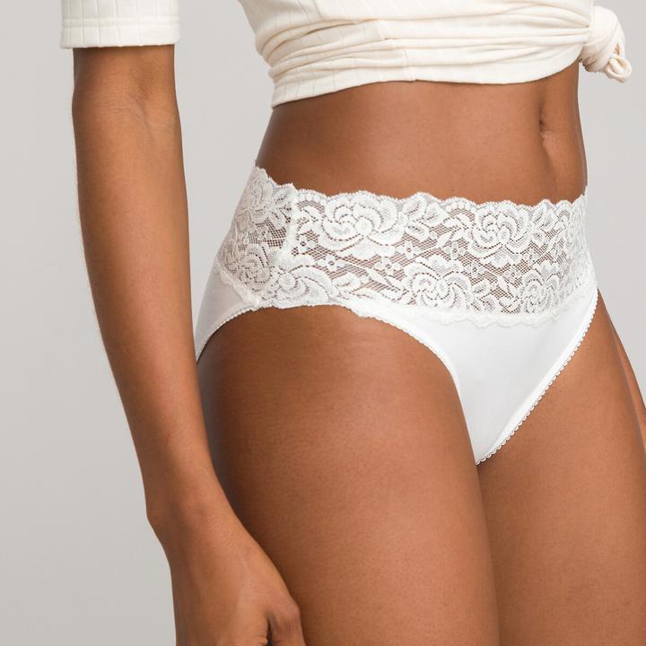 Produktbild La Redoute Collections 3er-Pack Slips mit breitem Bund aus Spitze (46, 3er Pack)