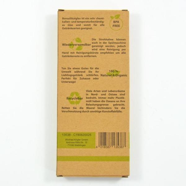 Actual product image Kögler ECO straw, borosilicate glass, with cleaning brush, in cardboard blister, 4 pieces/set, 20x0.6cm (4 x)