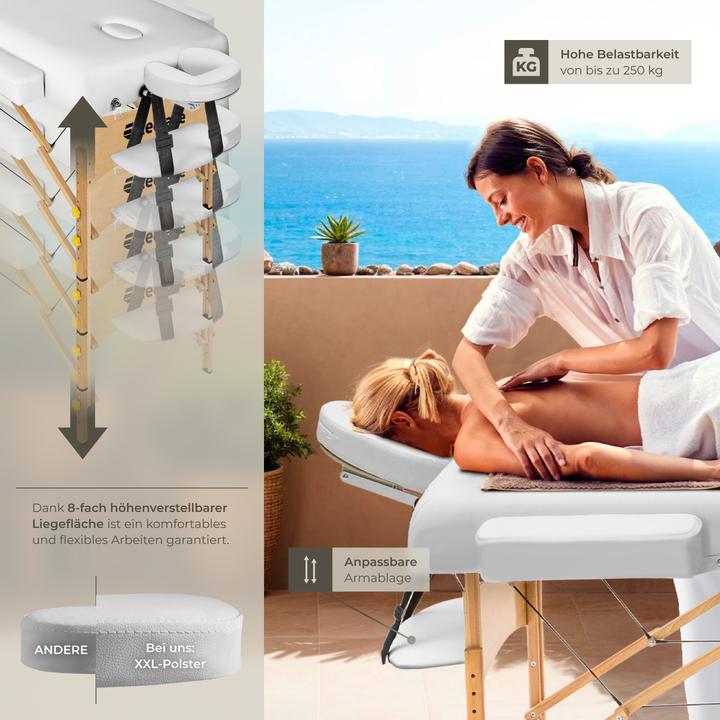 Produktbild tectake 3 Zonen Massageliege-Set Somwang mit 7,5cm Polsterung, Rollen und Holzgestell