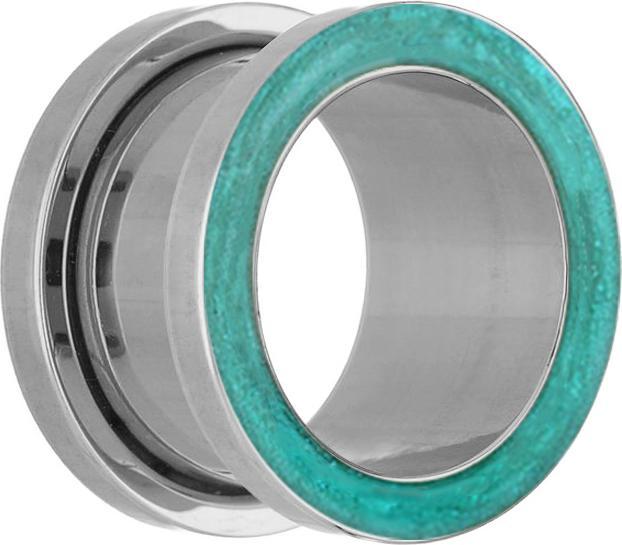 Image du produit Star Piercing Flesh Tunnel silber mit Epoxy türkis (sans laiton, Acier chirurgical 316L)