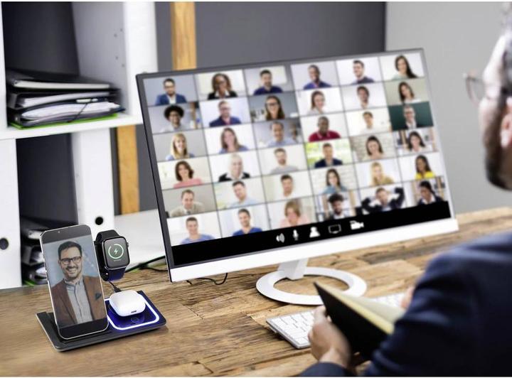 Produktbild Renkforce RF-QiWC3in1-01 induktive Ladestation Bis zu 3 Geräte gleichzeitig lade (15 W)