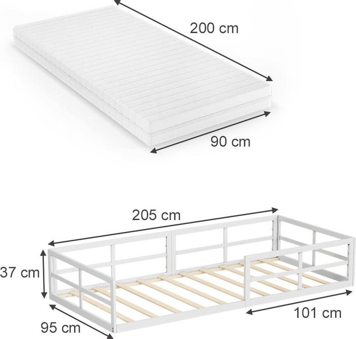Produktbild VitaliSpa Kinderbett Minno, Weiss, 90x200 mit Matratze (90 x 200 cm)