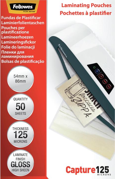 Actual product image Fellowes Caputre 125, 54x86mm (ID card format, 50 pcs., 125 µm)