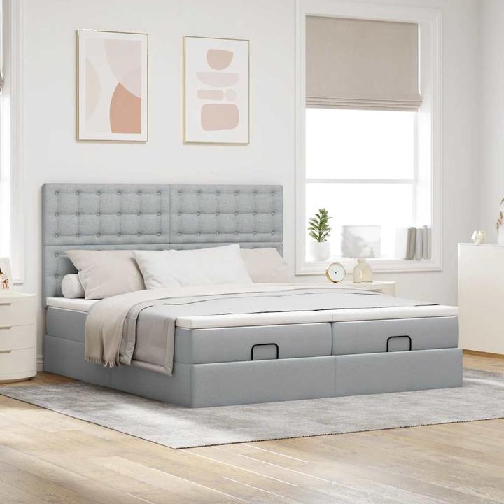 Immagine prodotto vidaXL Letto ottomano con materassi in tessuto grigio scuro 160x200 cm (160 x 200 cm)