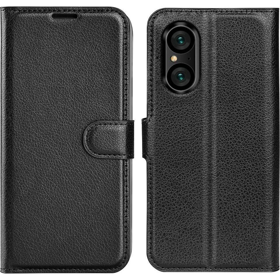 Cover-Discount Sony Xperia 5 V - Leder Etui Hülle schwarz (Sony Xperia 5 V), Smartphone Hülle, Schwarz