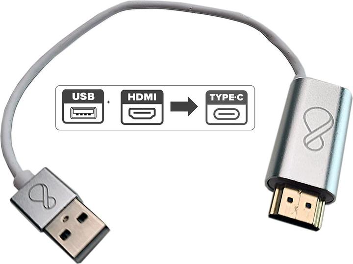Actual product image Ochno adapter from HDMI + USB-A to USB-C 0.2m (USB-A, USB-C, 4.40 cm)