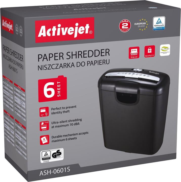 Actual product image Activejet ASH-0601S paper shredder (Strip cut)