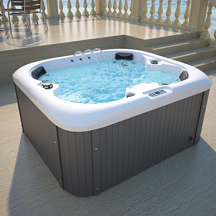 Produktbild Home Deluxe Outdoor Whirlpool RUBY, 19 Massagedüsen, Beleuchtung, Treppe und Thermoabdeckung, 4 Personen (4 Pers.)