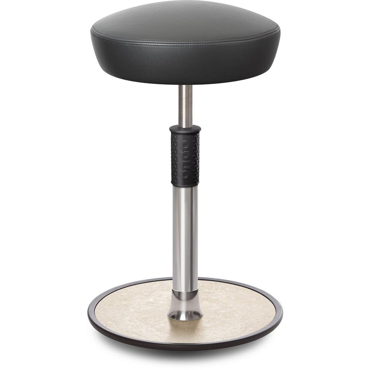 Ongo, Bürostuhl, Sitz- Stehhocker Free Tall Hutsitz Boxmark Leder Grau chrom /cremeweiss