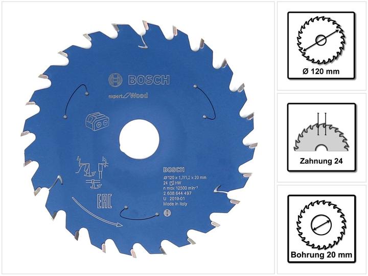 Actual product image Bosch Professional Zubehör Cordless circular saw blade Expert for Wood, 120 x 1.7/1.2 x 20, 24 teeth