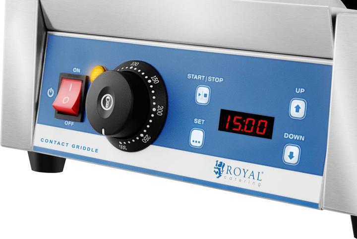 Produktbild Royal Catering Kontakgrill geriffelt Panini Toaster Elektro Grillplatte Timer 1.800 W Gastro