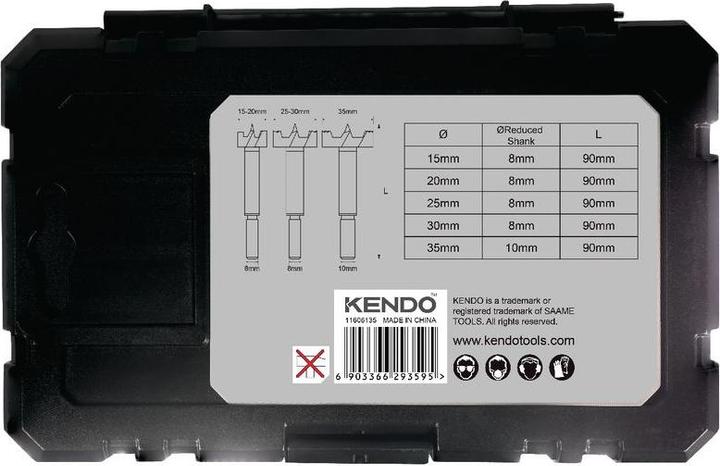 Produktbild Kendo Forstnerbohrer-Set (15 mm, 20 mm, 25 mm, 30 mm, 35 mm)