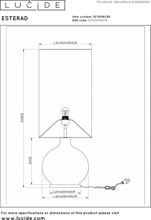 Actual product image Lucide Esterad (E27)