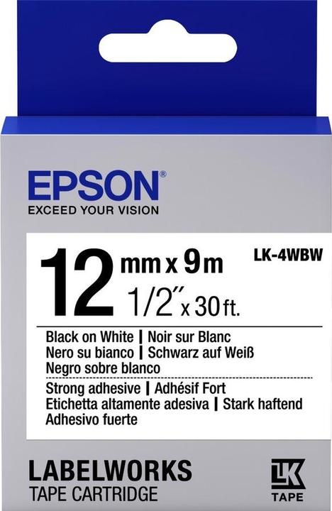 Epson Etikettenkassette LK-4WBW (1.20 cm, Schwarz, Weiss)