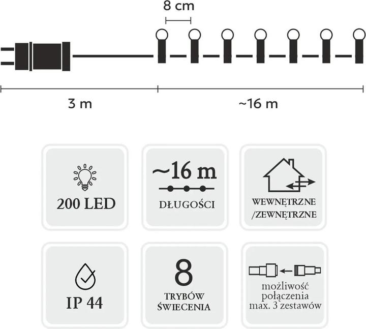 Produktbild Extralink LED-LAMPEN KUGELN 200L KALTWEISS, LÄNGE 3 + 16 M *0153 (200 lm)