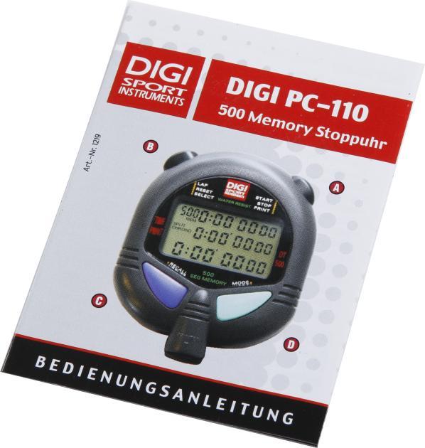 Actual product image Digi Sport DIGI PC-110/111 stopwatch, grey, 7.1 cm, 500 memory locations, 6 cm