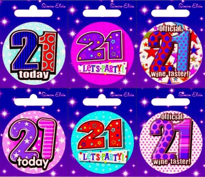 Produktbild Simon Elvin Ansteckbuttons mit Zahl 21 6 Stück