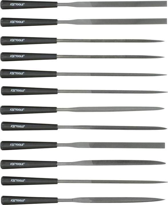 Produktbild KS Tools Nadelfeilen-Satz mit Kunststoffheft. 12-tlg. 140.3 (Hieb 3, 90 mm)