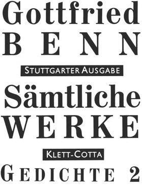 Produktbild Sämtliche Werke - Stuttgarter Ausgabe / Gedichte 2 (Deutsch, Gottfried Benn, 1986)