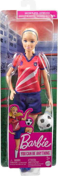 Image du produit Barbie Poupée footballeur, blonde, maillot avec numéro 9, foot, crampons, chaussettes, pour enfants