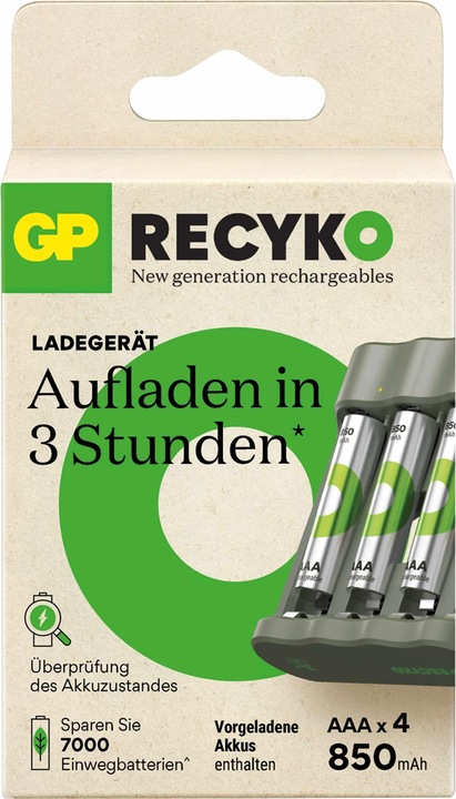 Actual product image GP Batteries Battery Recharger (1 pcs., AAA, AA, 850 mAh, Battery + charger)