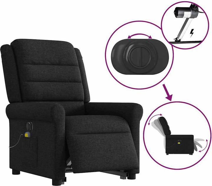 Immagine prodotto vidaXL Poltrona massaggiante elettrica con ausilio per la risalita, tessuto nero