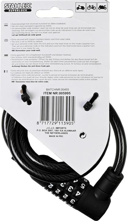Image du produit Stahlex Kabel-Zahlenschloss (100 cm)