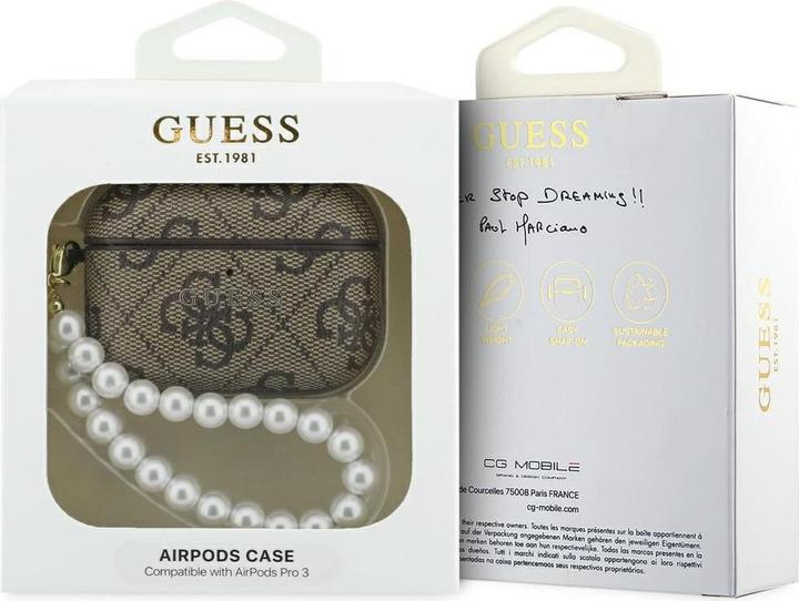 Productafbeelding Guess Case 4G Pearl Strap for AirPods Pro 3 brown (Hoofdtelefoon hoes)